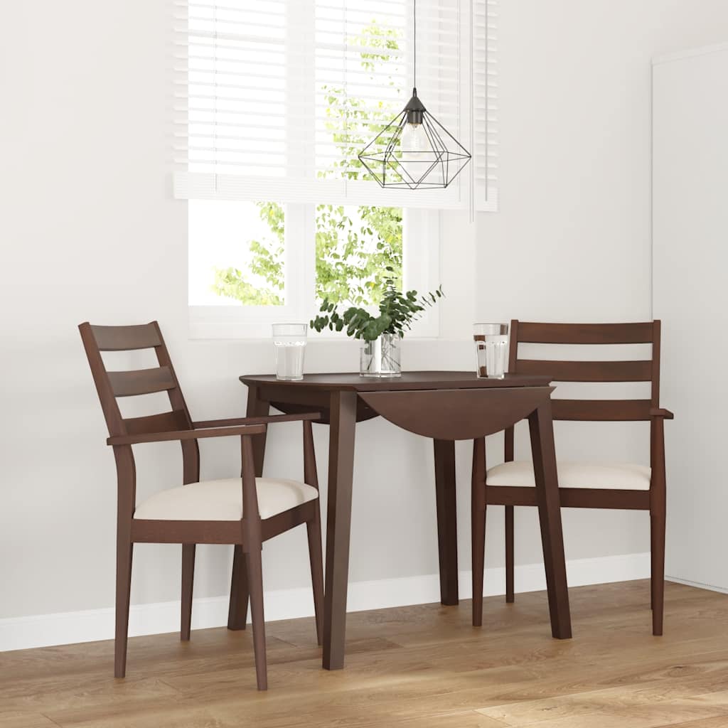 spisebordsstole med hynder 2 stk. massivt gummitræ brun