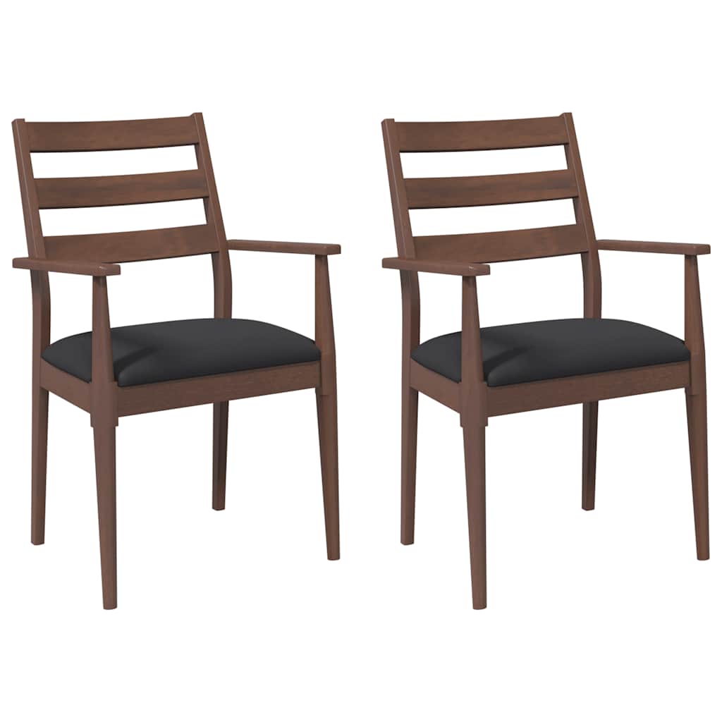 spisebordsstole med hynder 2 stk. massivt gummitræ brun