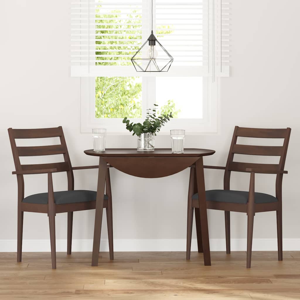 spisebordsstole med hynder 2 stk. massivt gummitræ brun