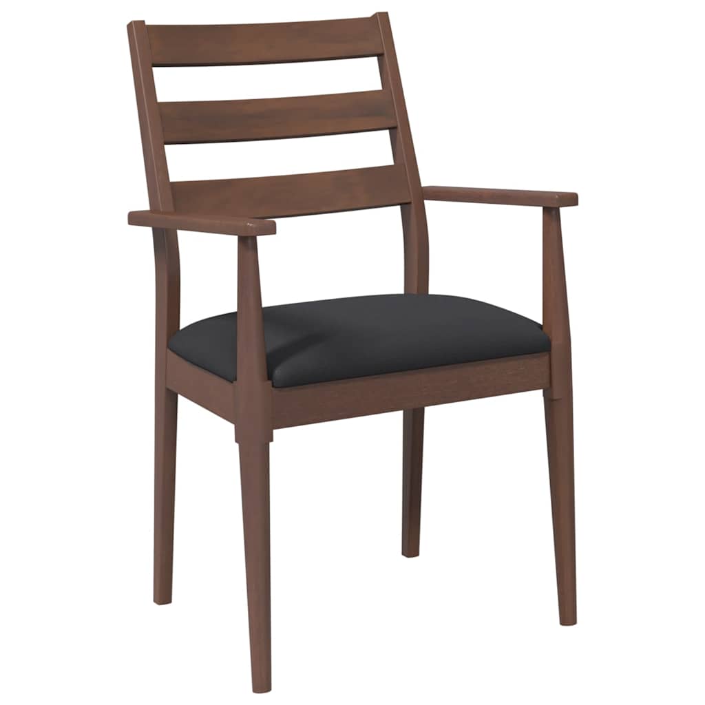 spisebordsstole med hynder 2 stk. massivt gummitræ brun