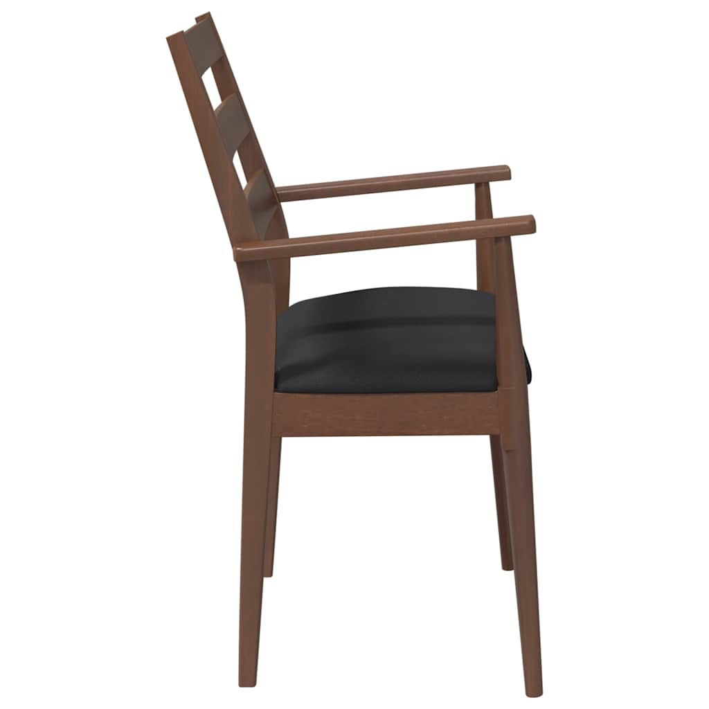 spisebordsstole med hynder 2 stk. massivt gummitræ brun