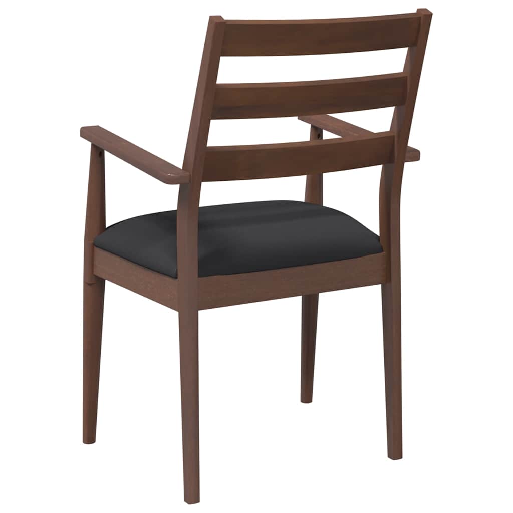 spisebordsstole med hynder 2 stk. massivt gummitræ brun