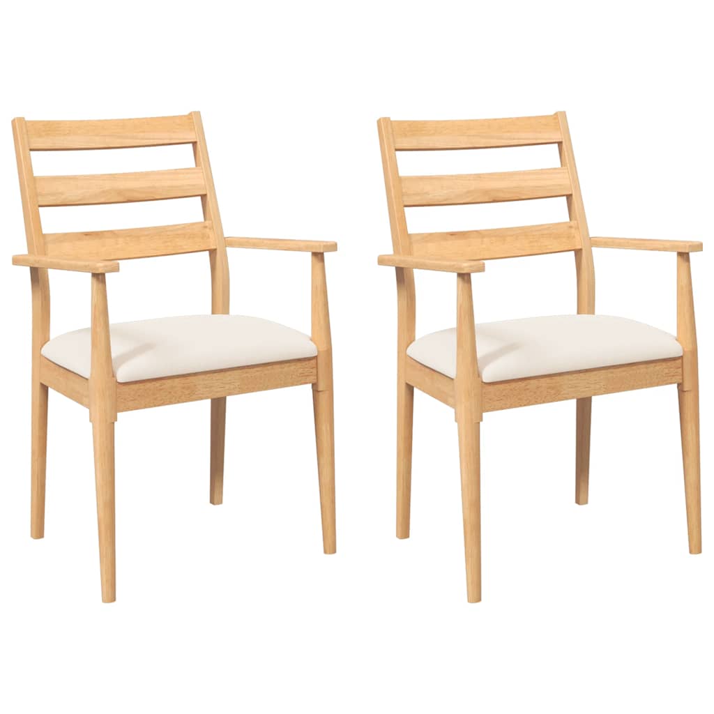 spisebordsstole med hynder 2 stk. massivt gummitræ