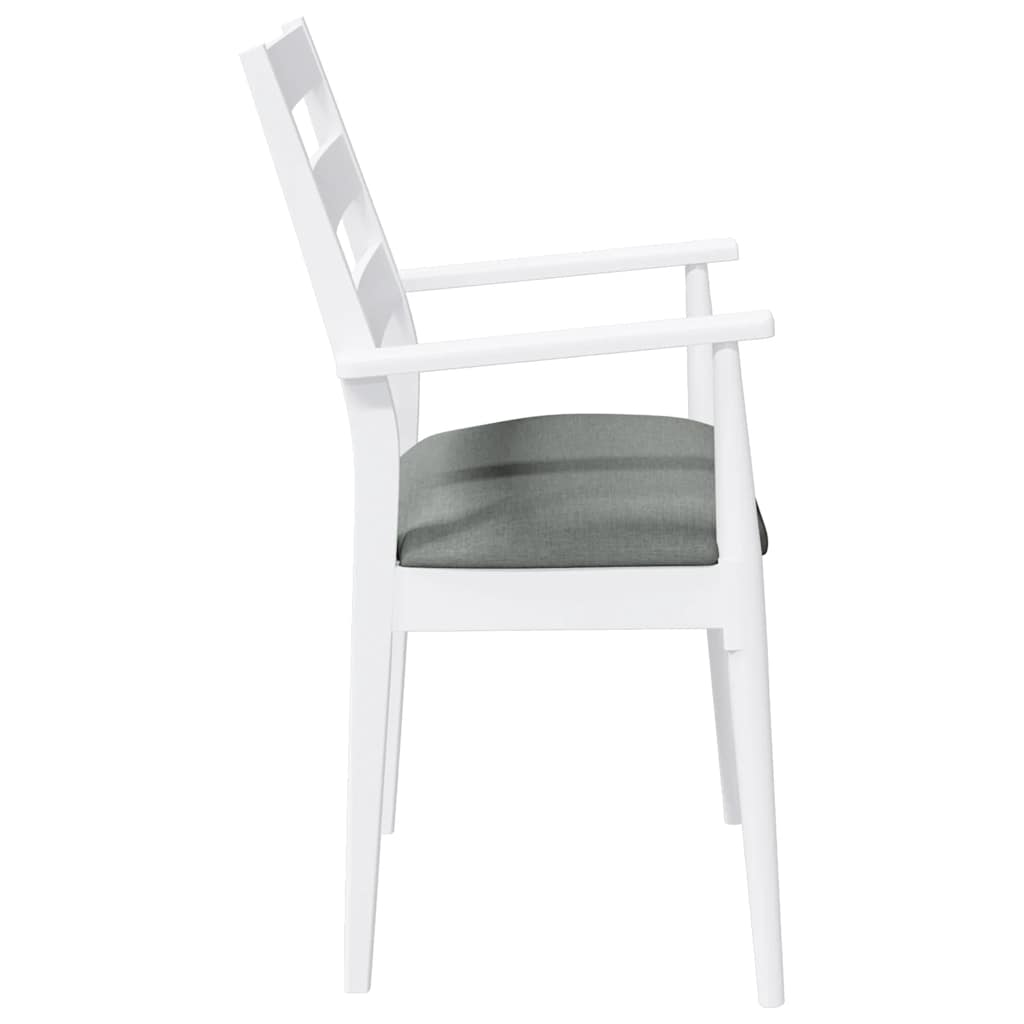 spisebordsstole med hynder 2 stk. massivt gummitræ hvid