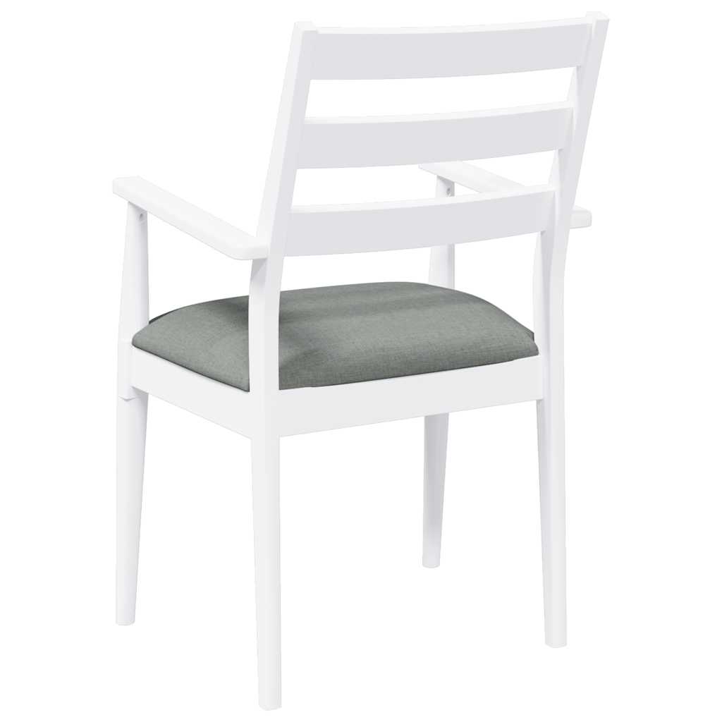 spisebordsstole med hynder 2 stk. massivt gummitræ hvid