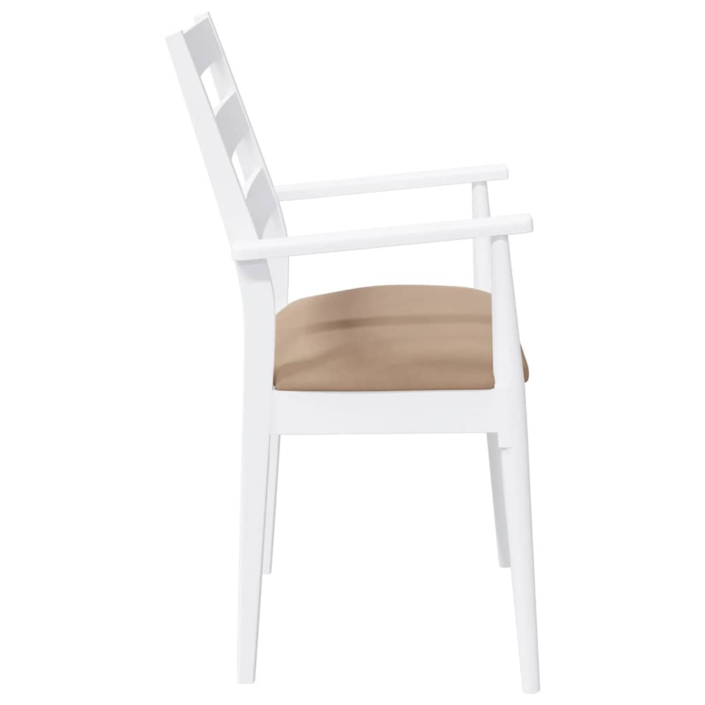 spisebordsstole med hynder 2 stk. massivt gummitræ hvid