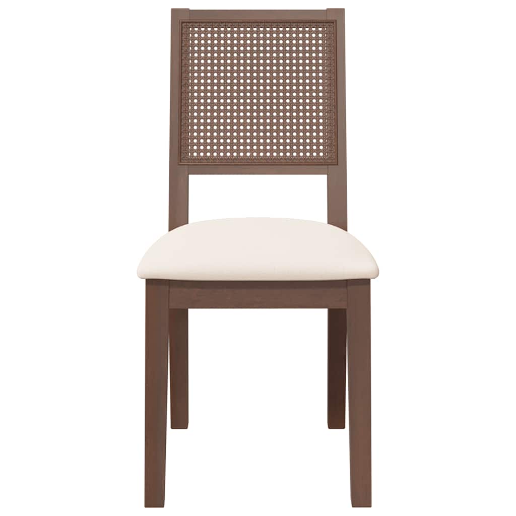 spisebordsstole med hynder 2 stk. massivt gummitræ brun