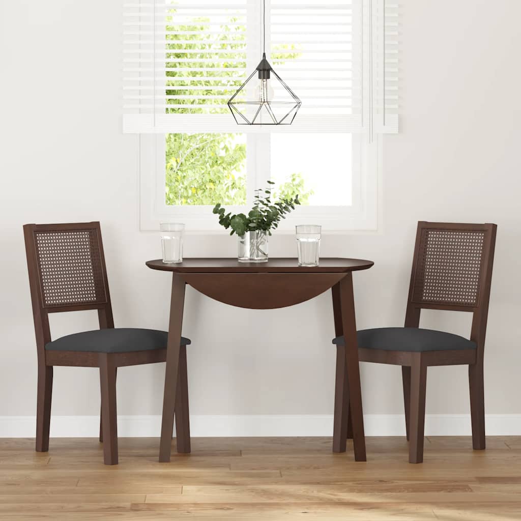 spisebordsstole med hynder 2 stk. massivt gummitræ brun