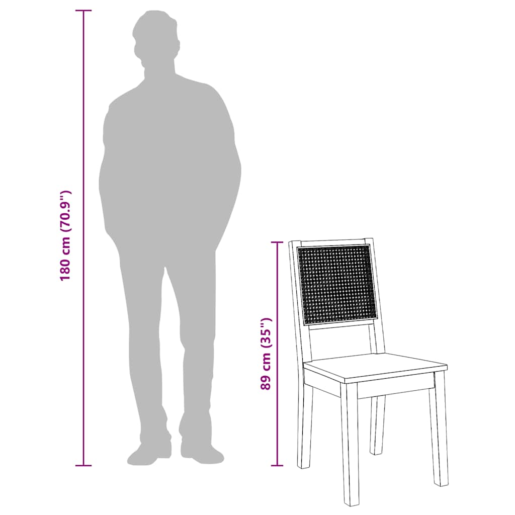 spisebordsstole 2 stk. massivt gummitræ