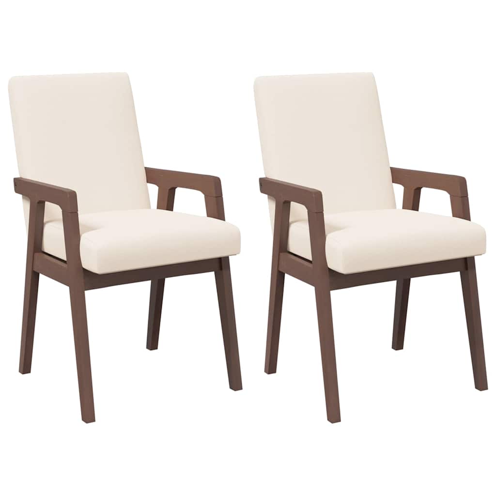 spisebordsstole med hynder 2 stk. massivt gummitræ brun