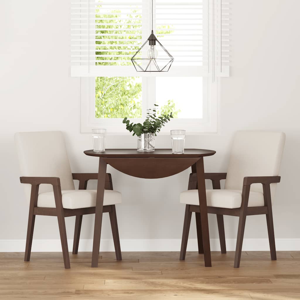 spisebordsstole med hynder 2 stk. massivt gummitræ brun