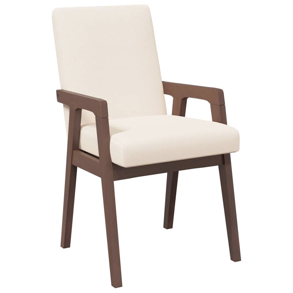 spisebordsstole med hynder 2 stk. massivt gummitræ brun