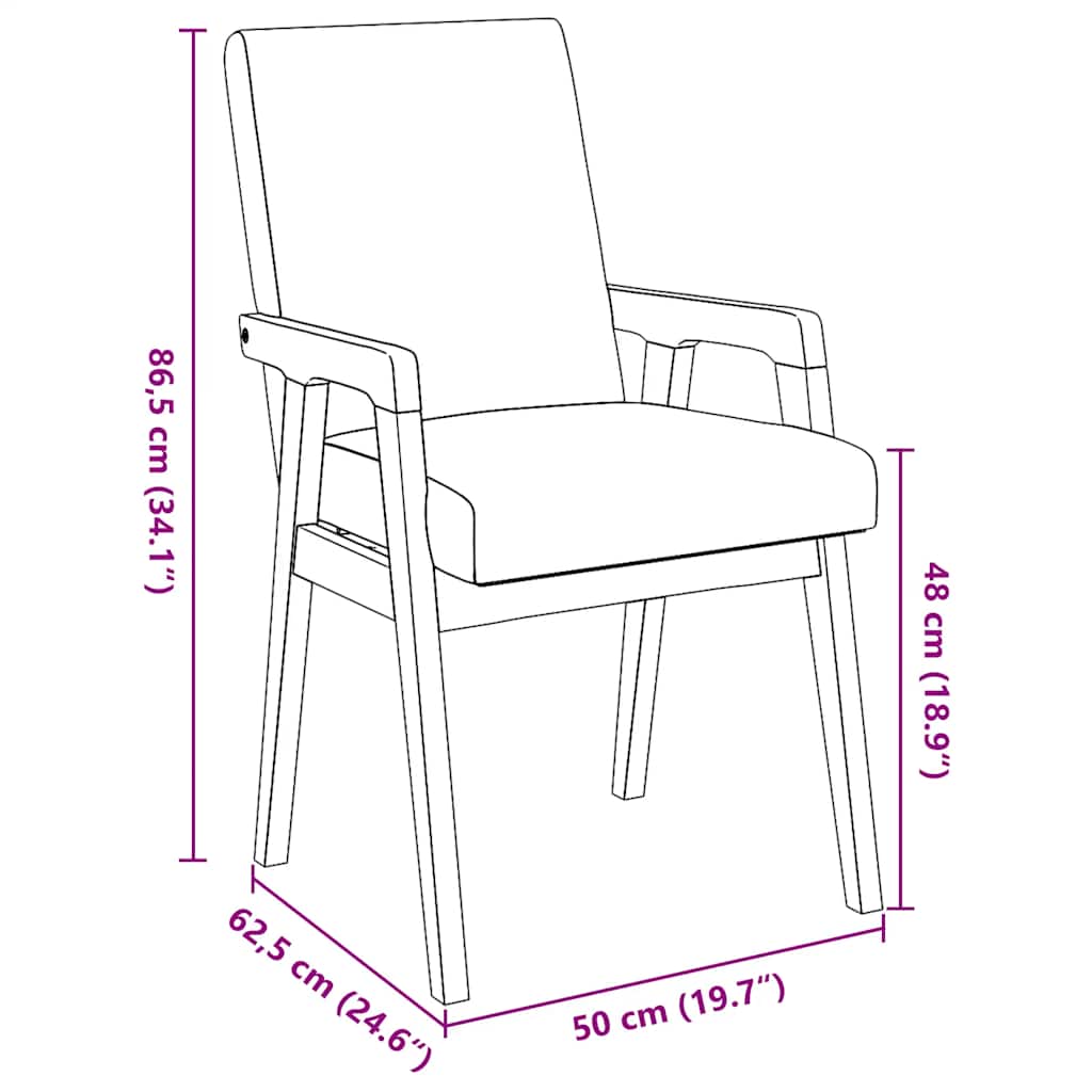 spisebordsstole med hynder 2 stk. massivt gummitræ brun