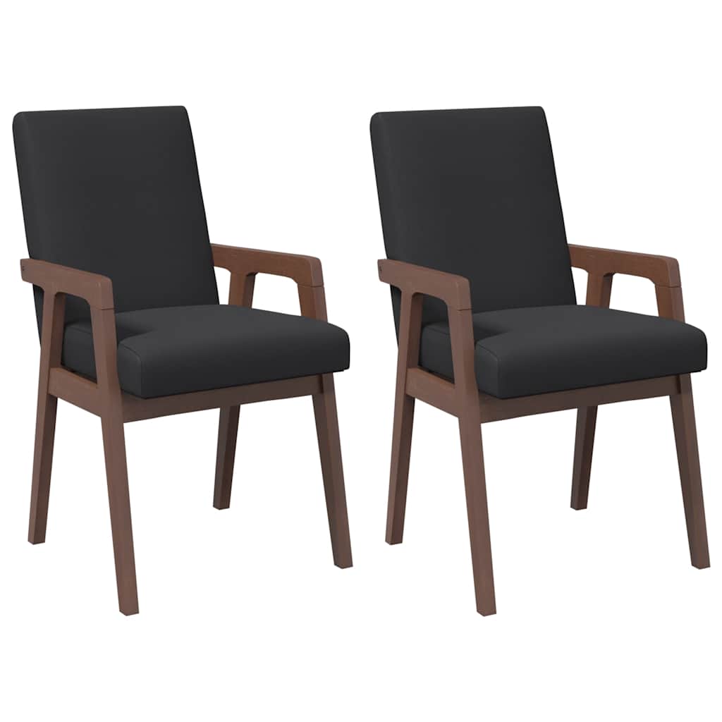 spisebordsstole med hynder 2 stk. massivt gummitræ brun