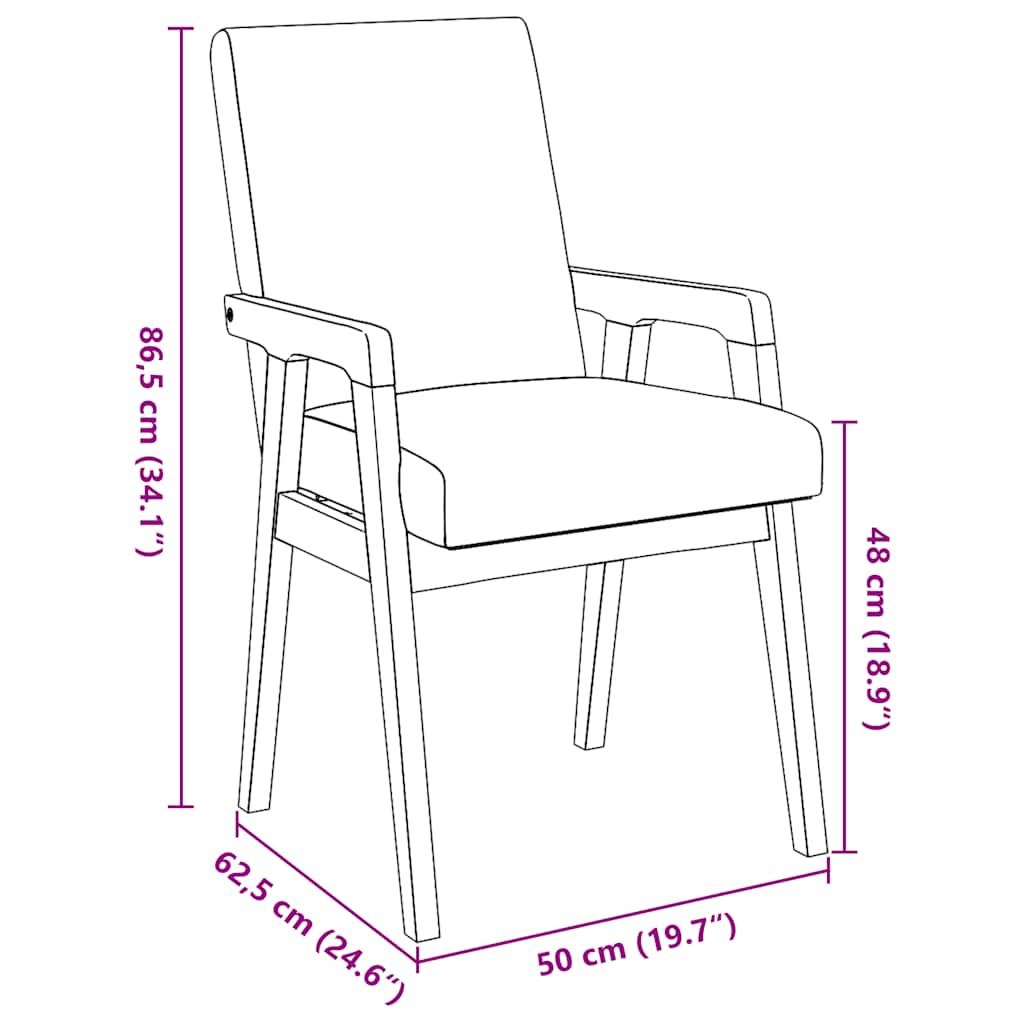 spisebordsstole med hynder 2 stk. massivt gummitræ brun