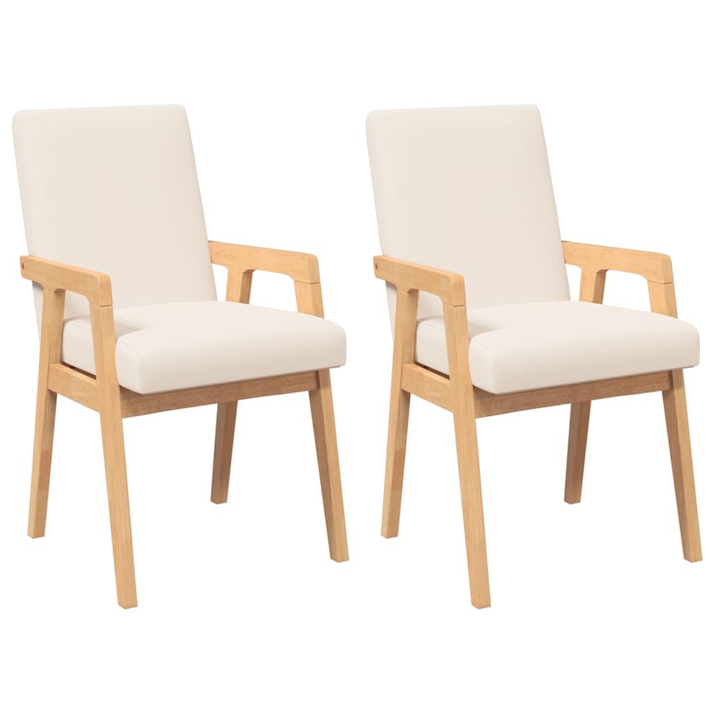 spisebordsstole med hynder 2 stk. massivt gummitræ