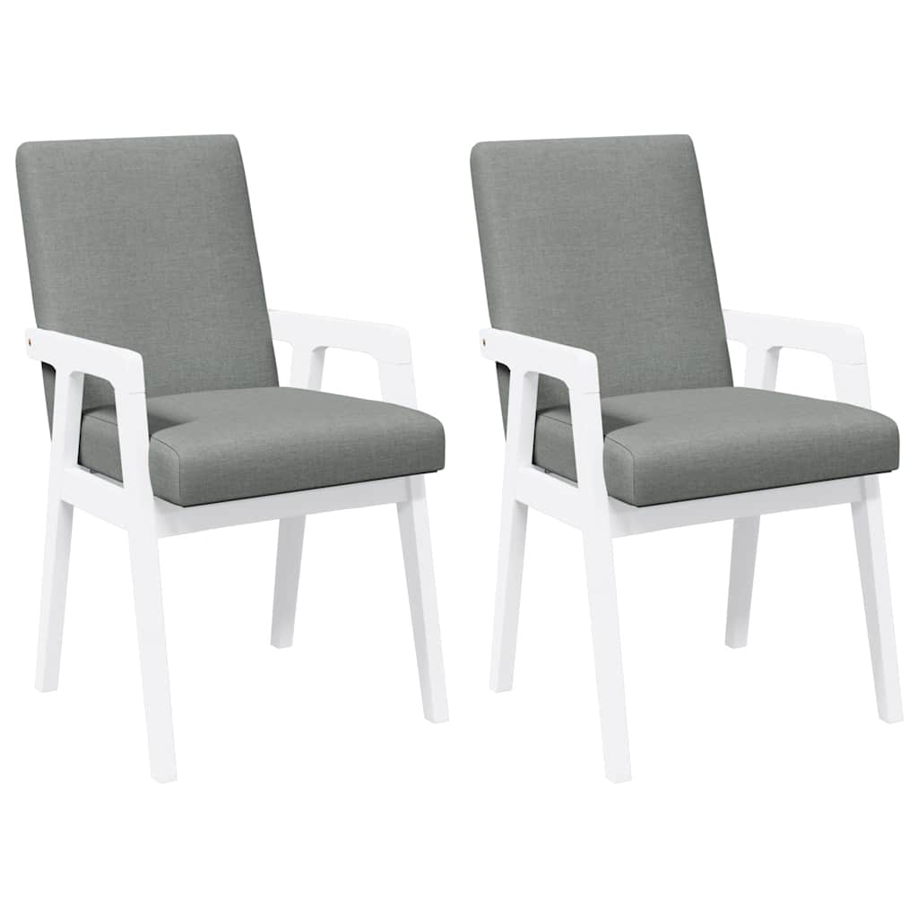 spisebordsstole med hynder 2 stk. massivt gummitræ hvid