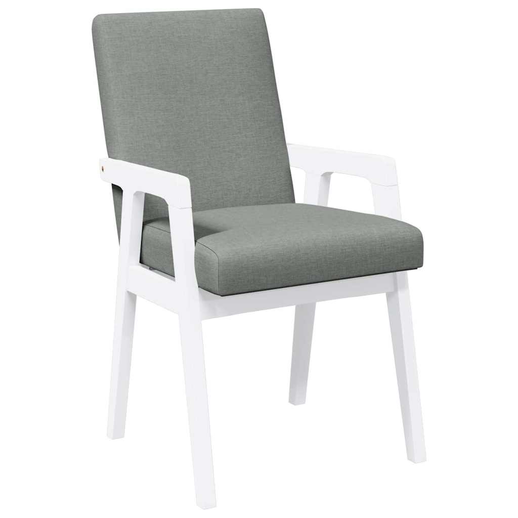 spisebordsstole med hynder 2 stk. massivt gummitræ hvid