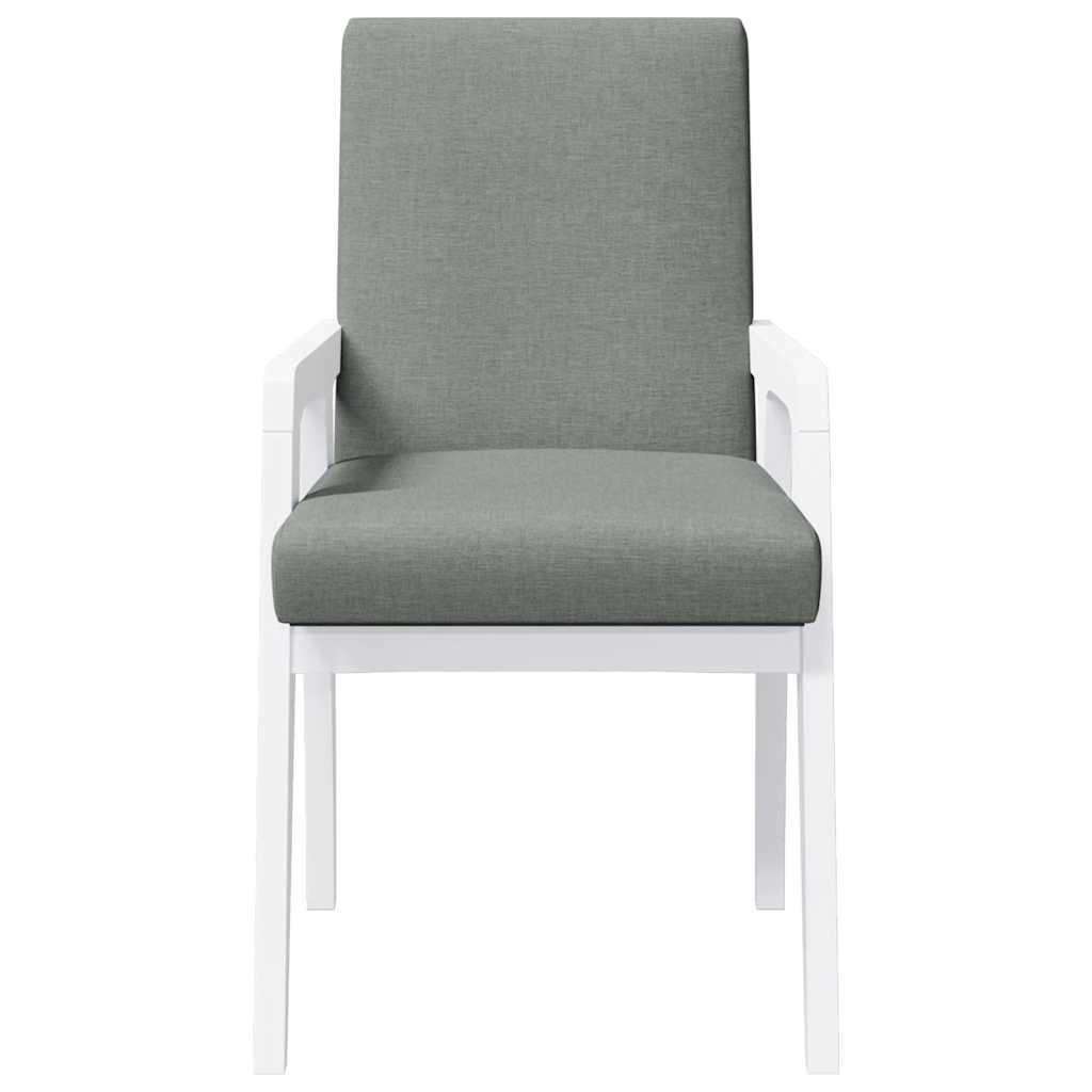 spisebordsstole med hynder 2 stk. massivt gummitræ hvid