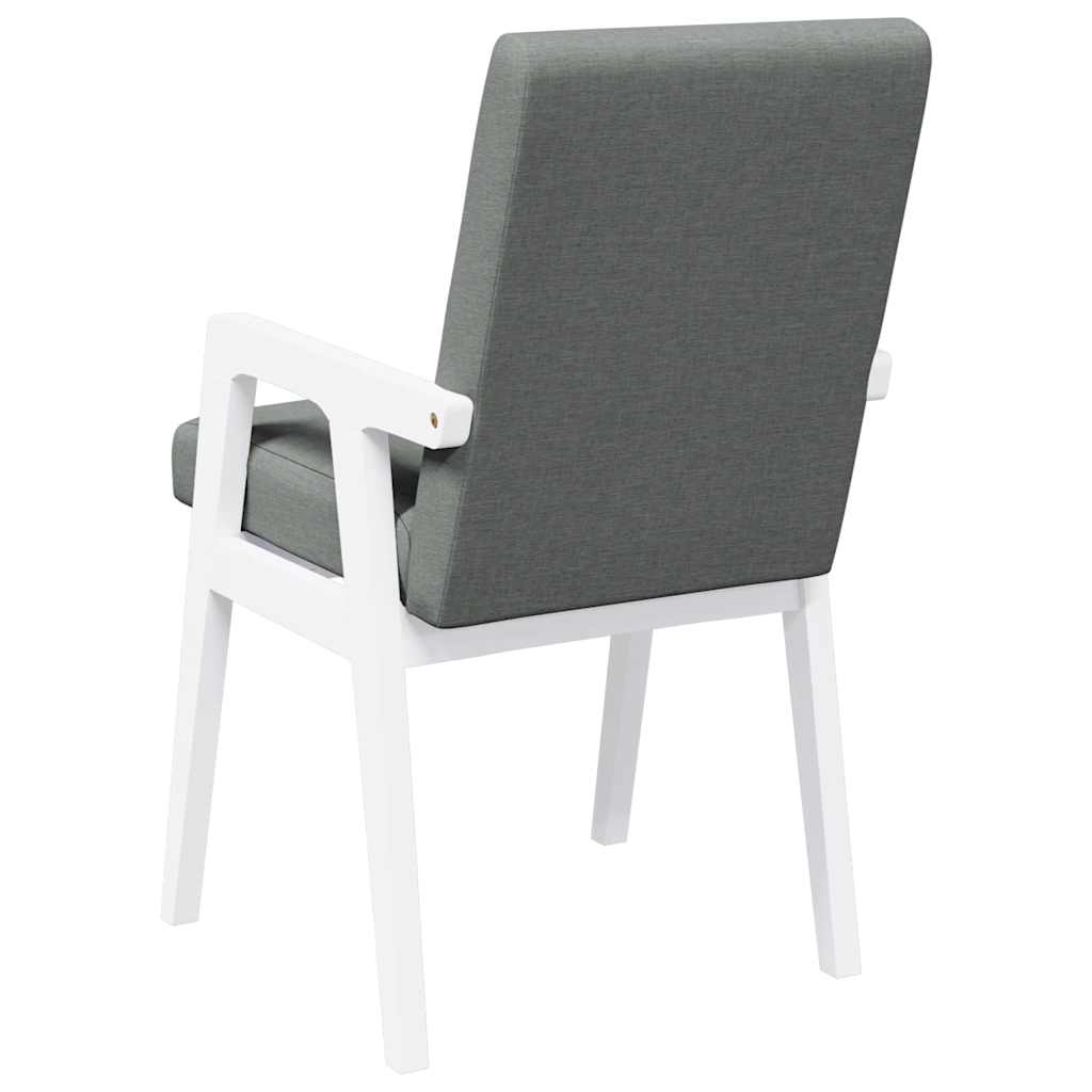 spisebordsstole med hynder 2 stk. massivt gummitræ hvid