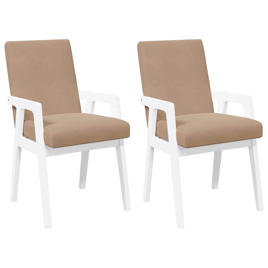 spisebordsstole med hynder 2 stk. massivt gummitræ hvid