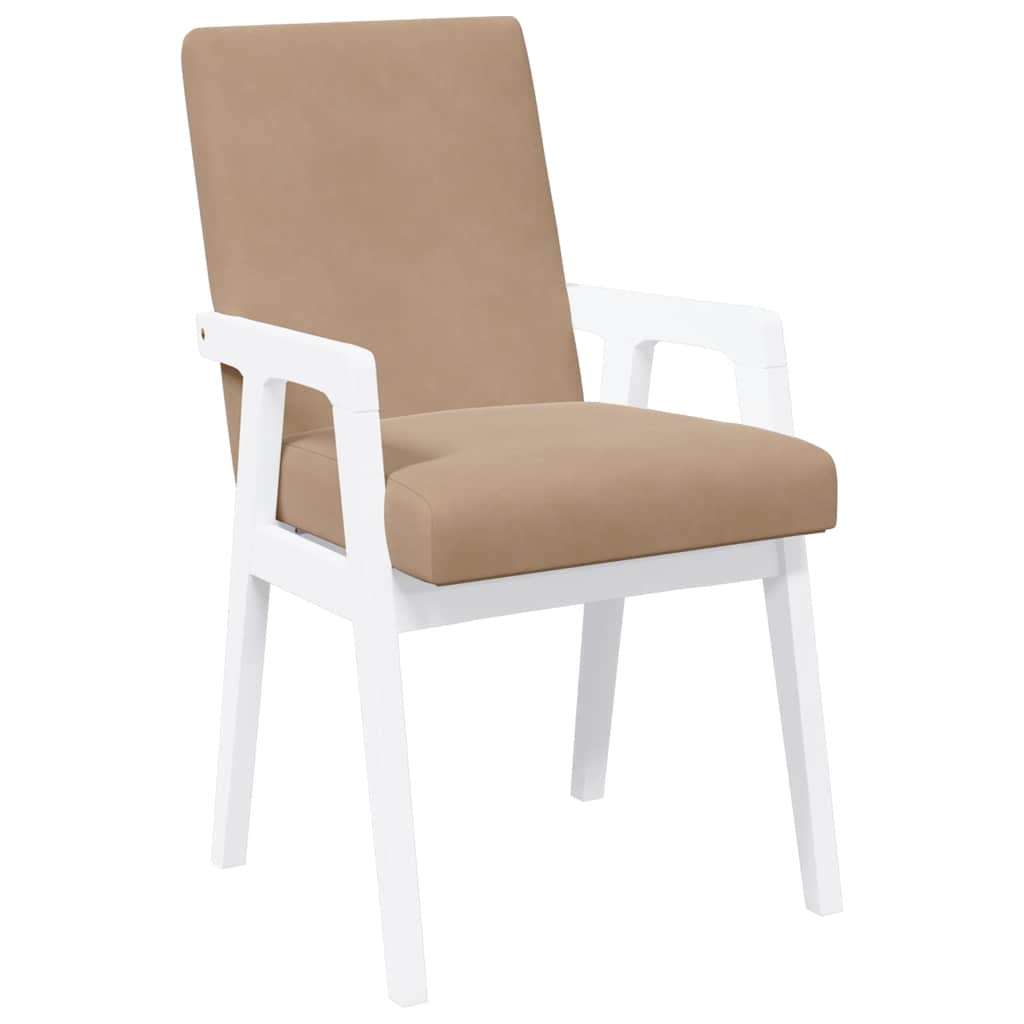 spisebordsstole med hynder 2 stk. massivt gummitræ hvid