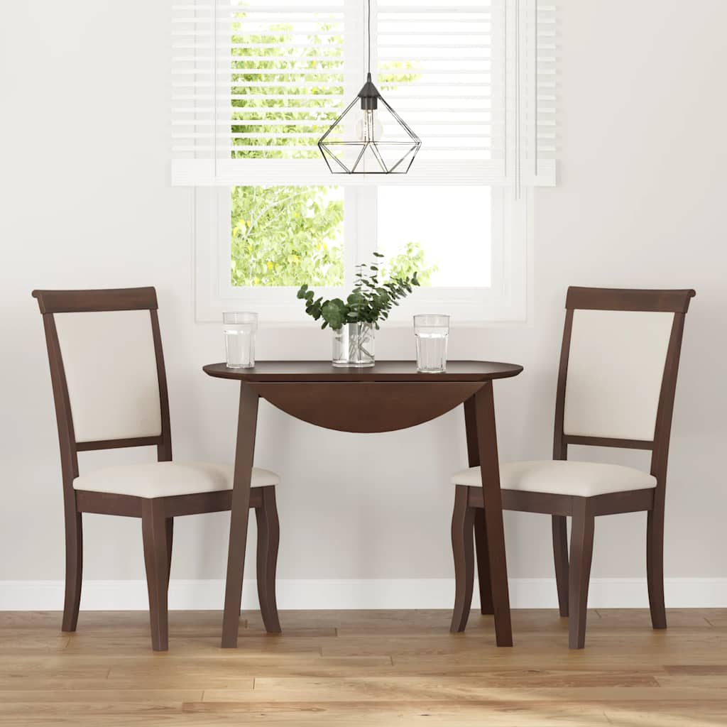 spisebordsstole med hynder 2 stk. massivt gummitræ brun