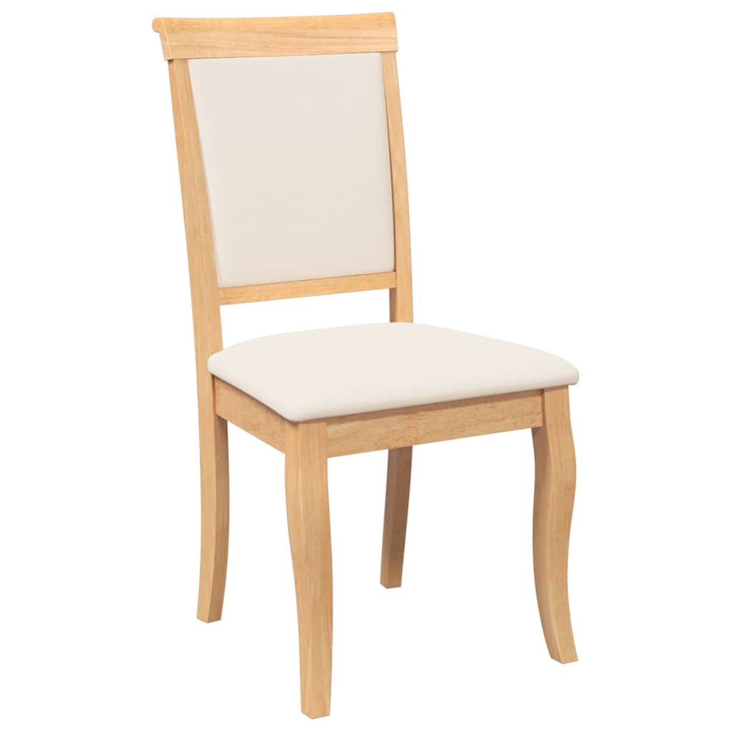 spisebordsstole med hynder 2 stk. massivt gummitræ naturfarvet