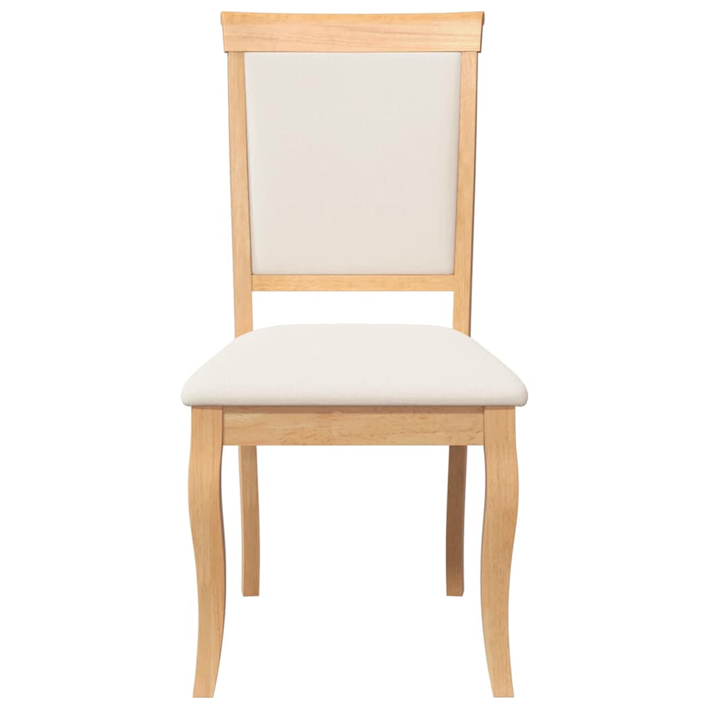 spisebordsstole med hynder 2 stk. massivt gummitræ naturfarvet