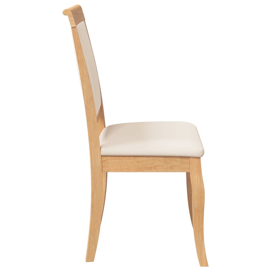 spisebordsstole med hynder 2 stk. massivt gummitræ naturfarvet