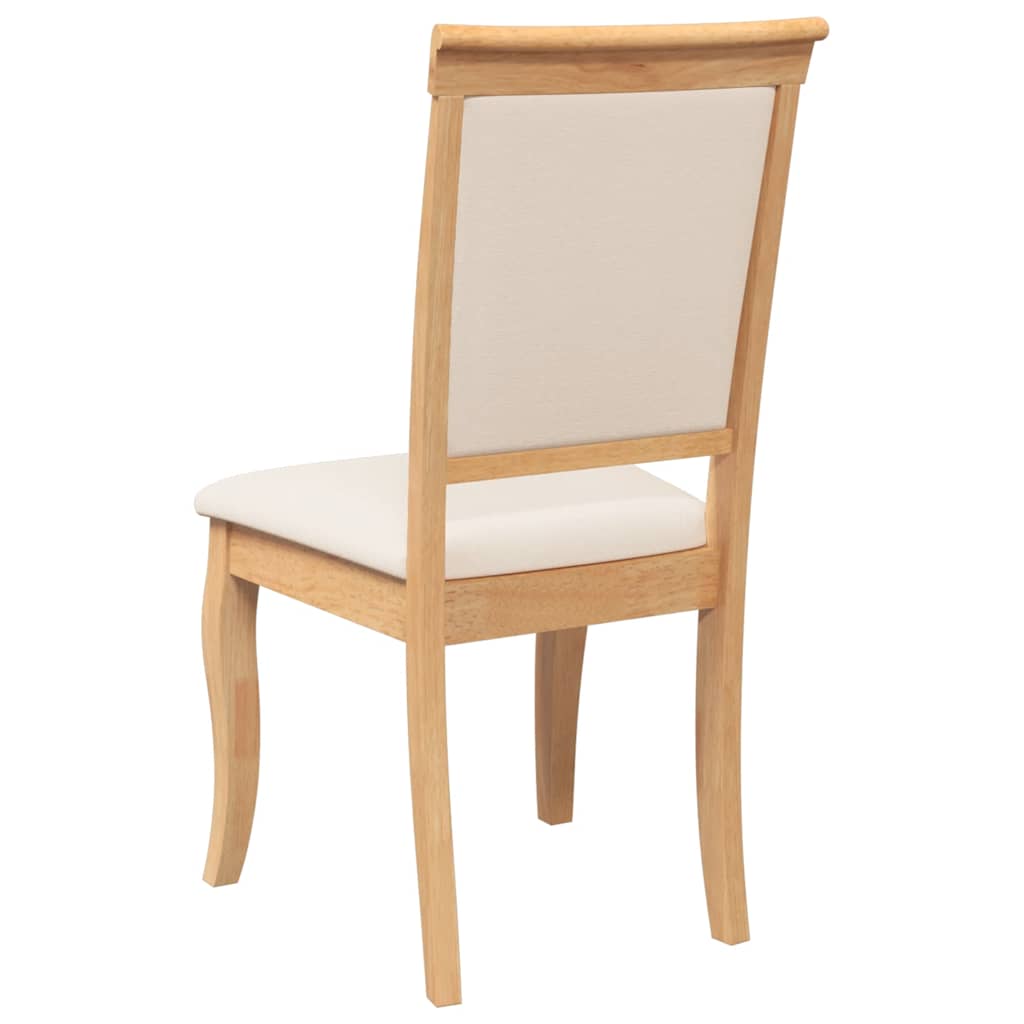 spisebordsstole med hynder 2 stk. massivt gummitræ naturfarvet