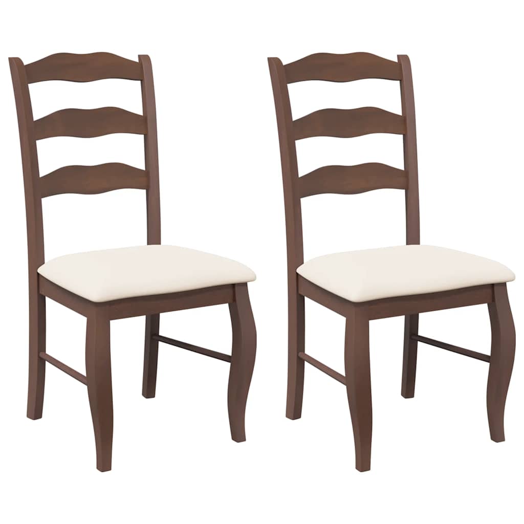 spisebordsstole med hynder 2 stk. massivt gummitræ brun