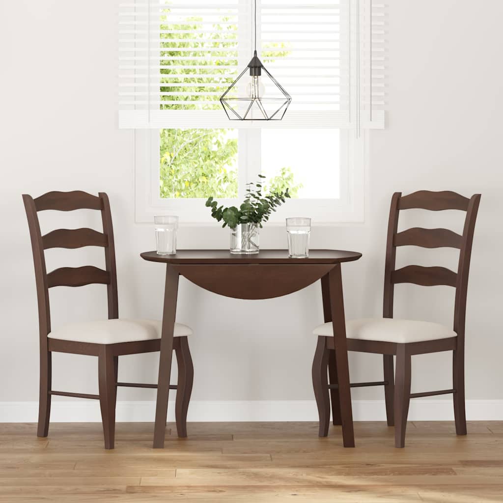 spisebordsstole med hynder 2 stk. massivt gummitræ brun