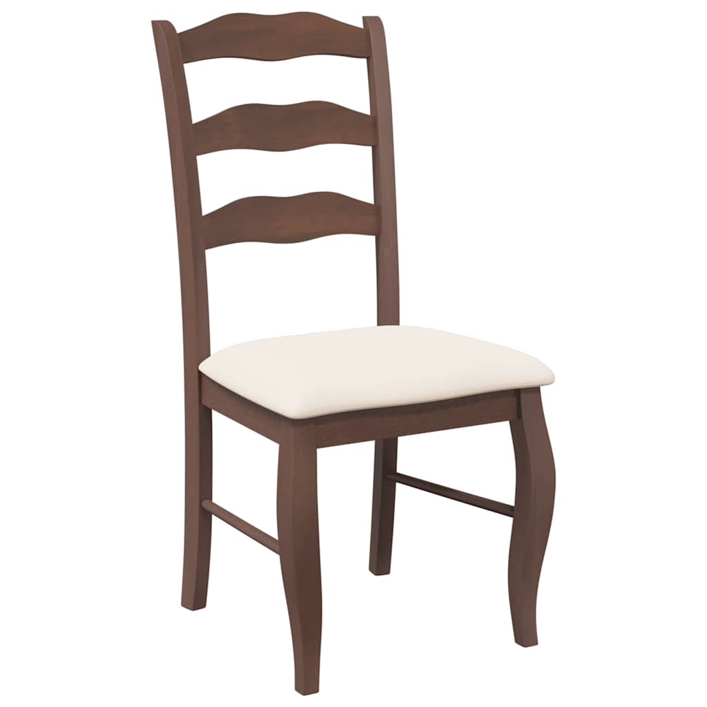 spisebordsstole med hynder 2 stk. massivt gummitræ brun