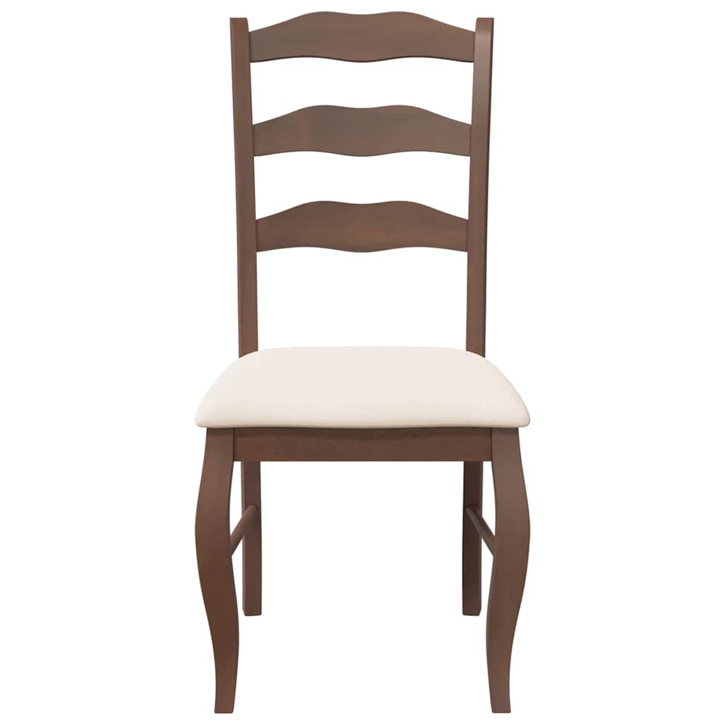 spisebordsstole med hynder 2 stk. massivt gummitræ brun