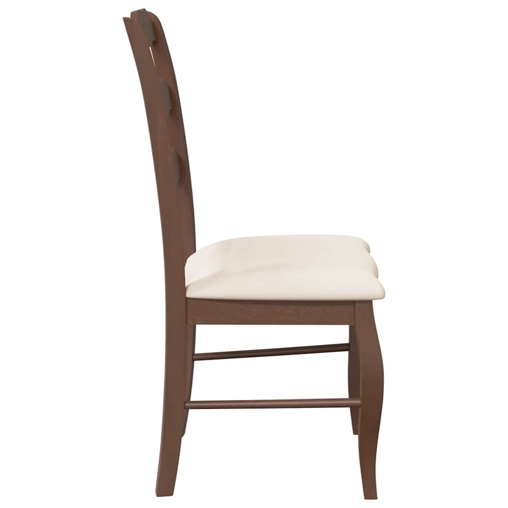 spisebordsstole med hynder 2 stk. massivt gummitræ brun