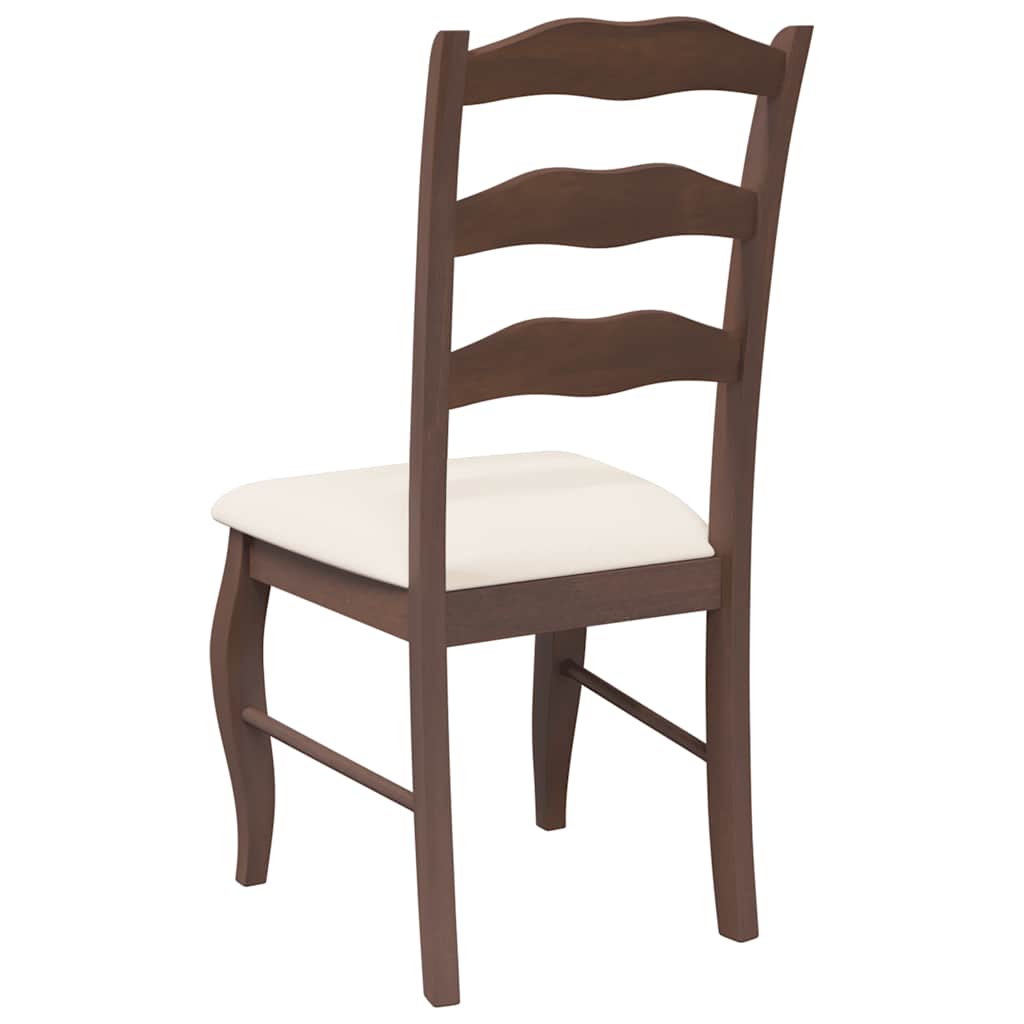 spisebordsstole med hynder 2 stk. massivt gummitræ brun