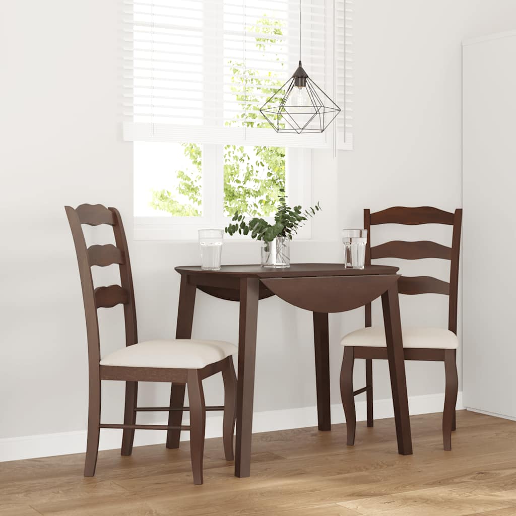 spisebordsstole med hynder 2 stk. massivt gummitræ brun