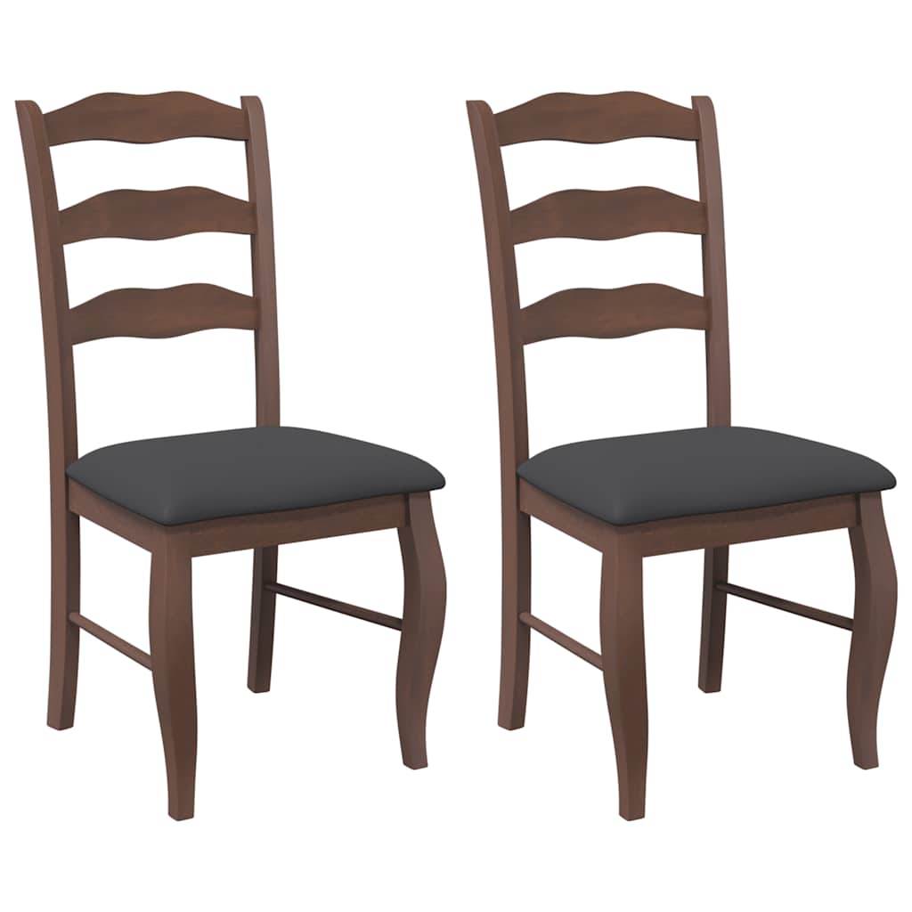 spisebordsstole med hynder 2 stk. massivt gummitræ brun