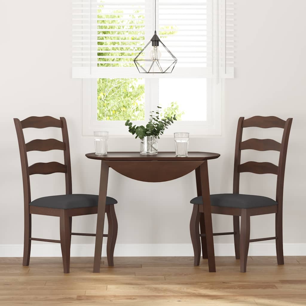 spisebordsstole med hynder 2 stk. massivt gummitræ brun