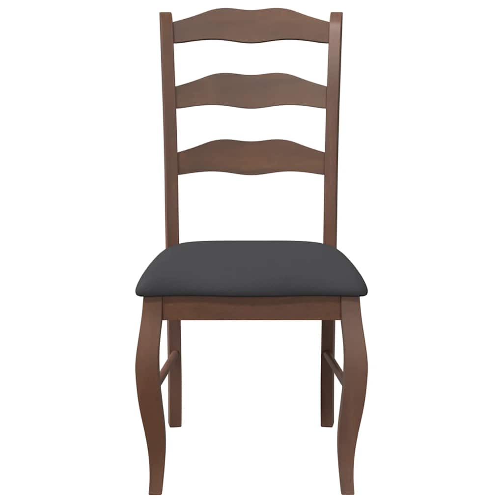 spisebordsstole med hynder 2 stk. massivt gummitræ brun