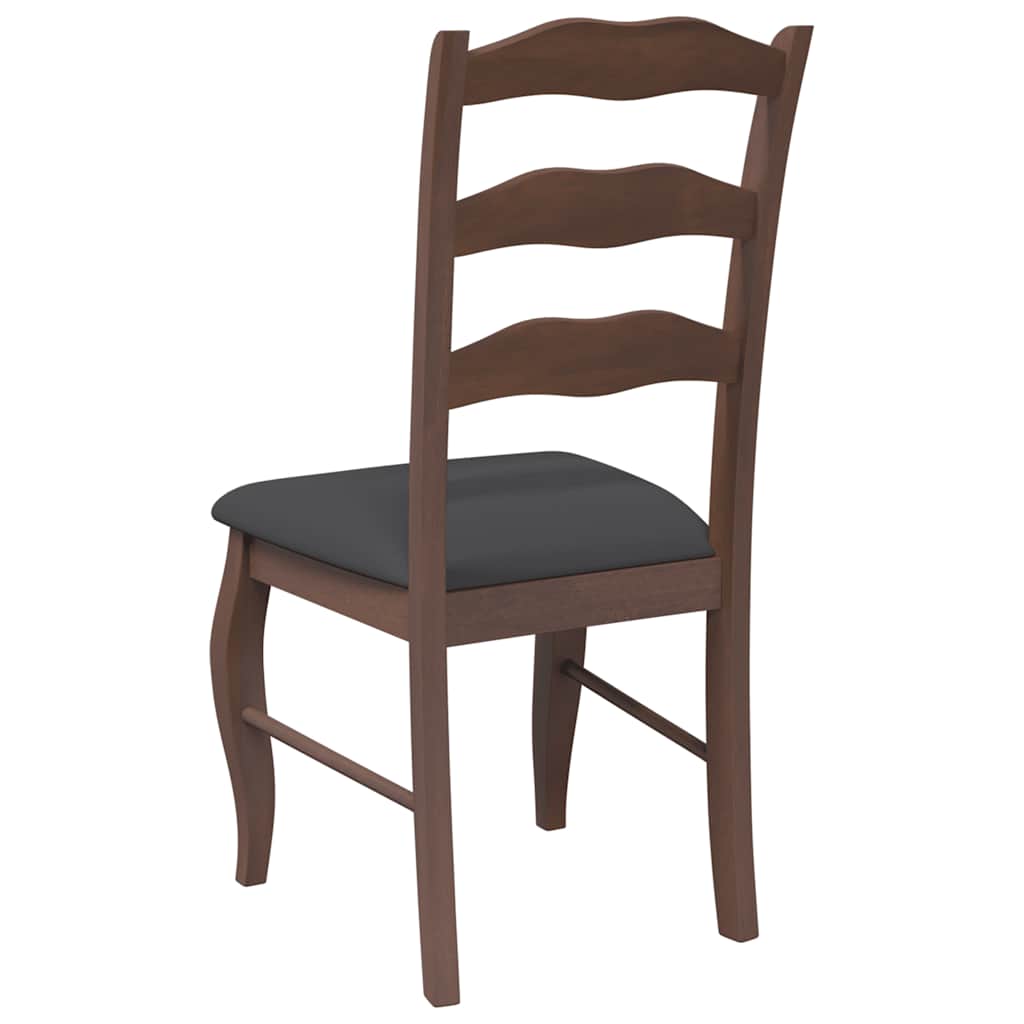 spisebordsstole med hynder 2 stk. massivt gummitræ brun