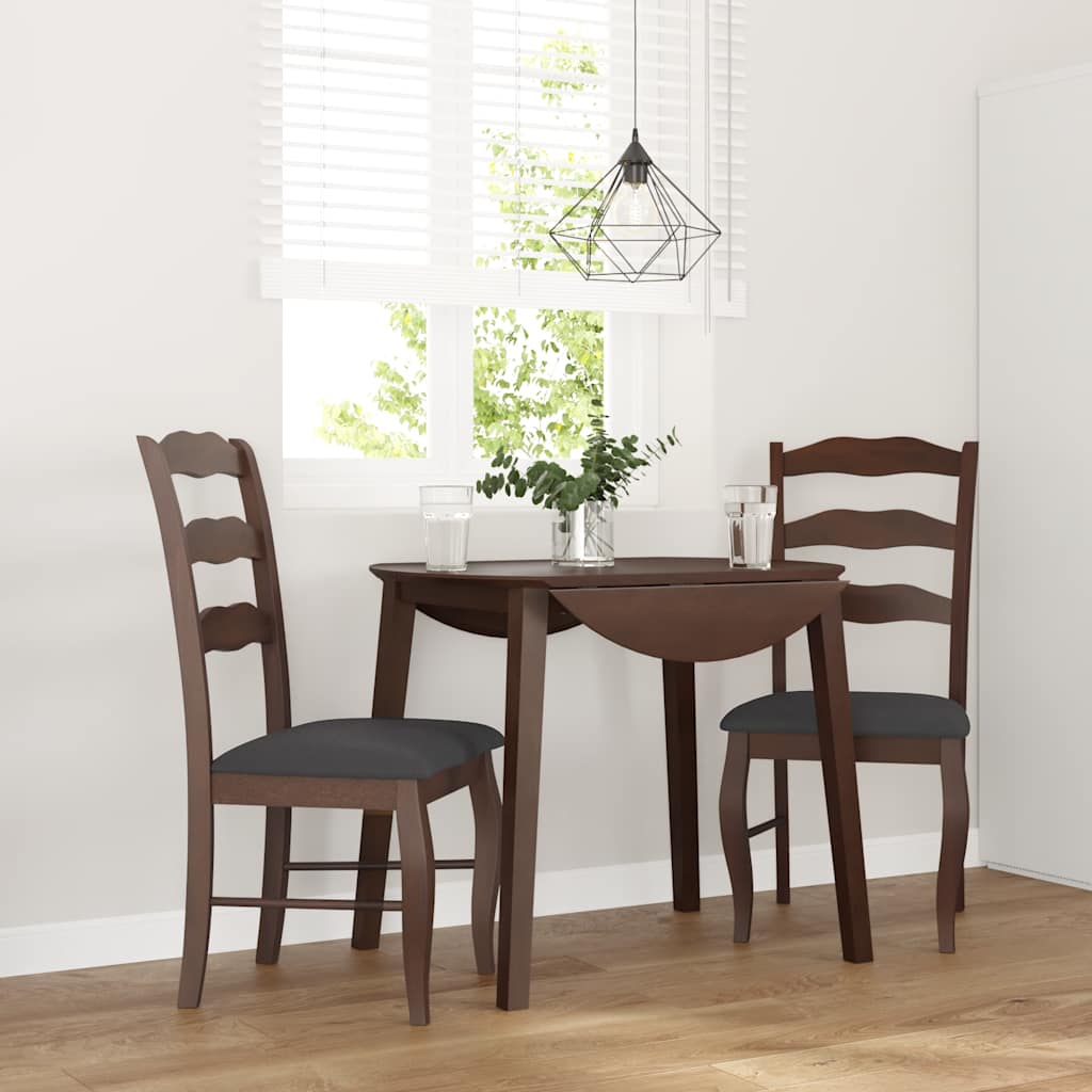 spisebordsstole med hynder 2 stk. massivt gummitræ brun