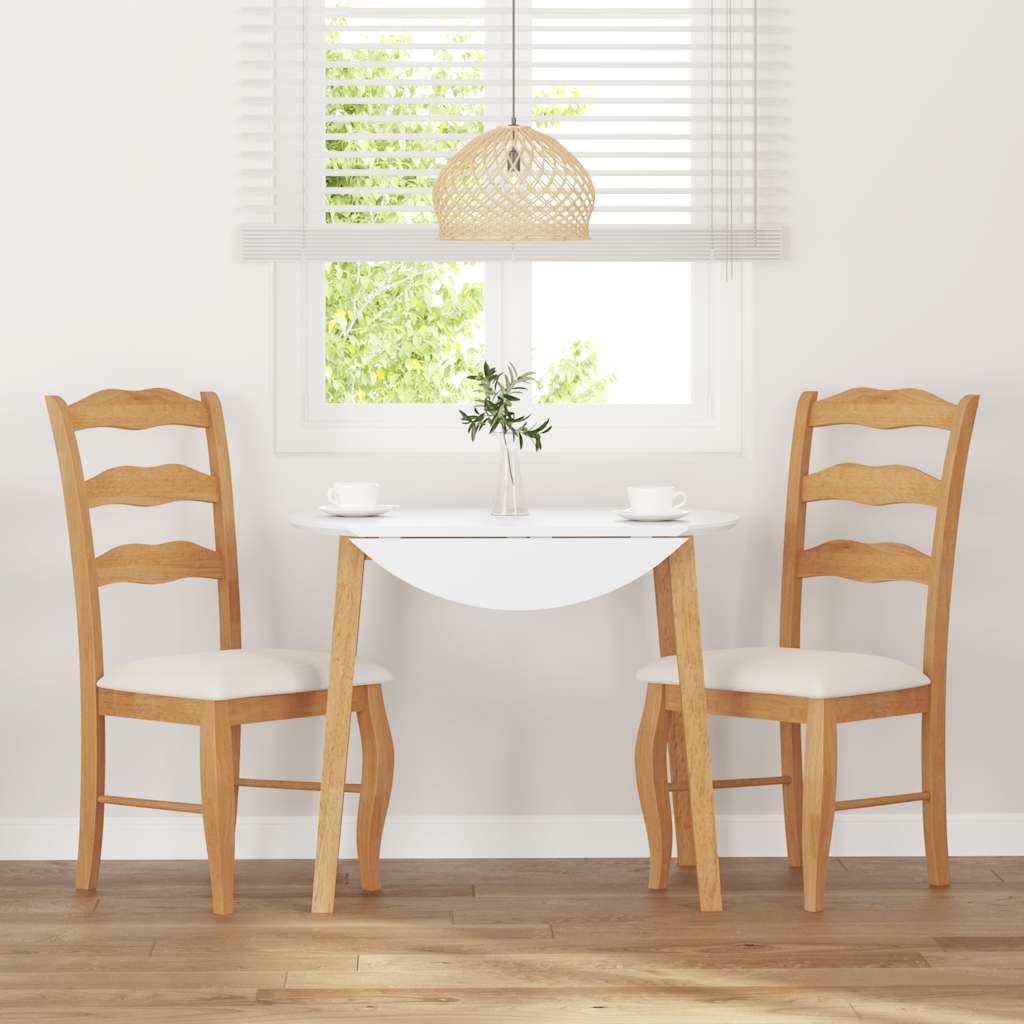 spisebordsstole med hynder 2 stk. massivt gummitræ naturfarvet