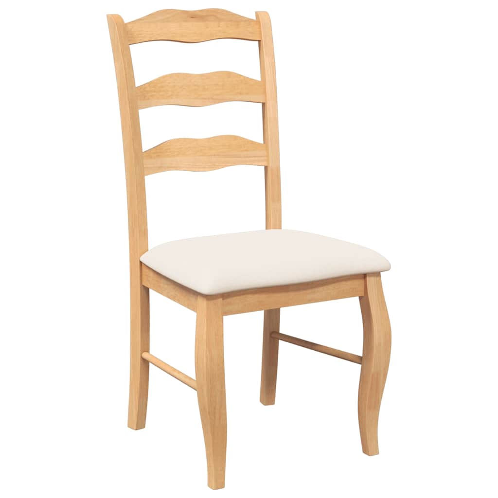 spisebordsstole med hynder 2 stk. massivt gummitræ naturfarvet
