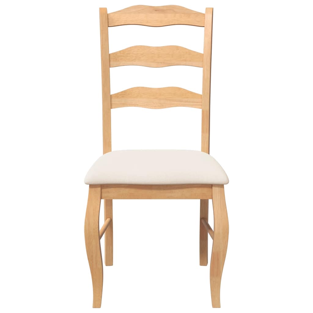 spisebordsstole med hynder 2 stk. massivt gummitræ naturfarvet