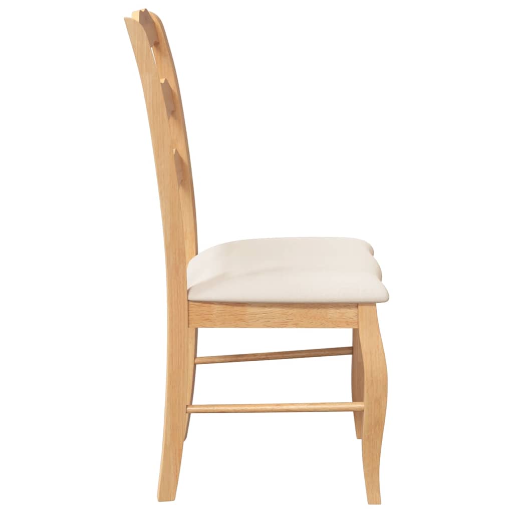 spisebordsstole med hynder 2 stk. massivt gummitræ naturfarvet