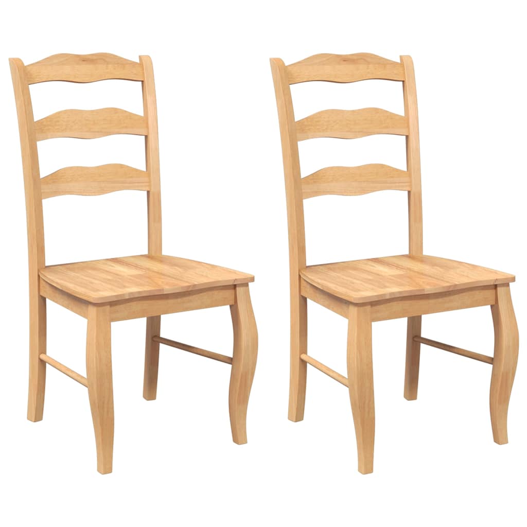 spisebordsstole 2 stk. massivt gummitræ naturfarvet