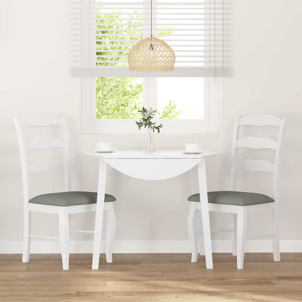 spisebordsstole med hynder 2 stk. massivt gummitræ hvid