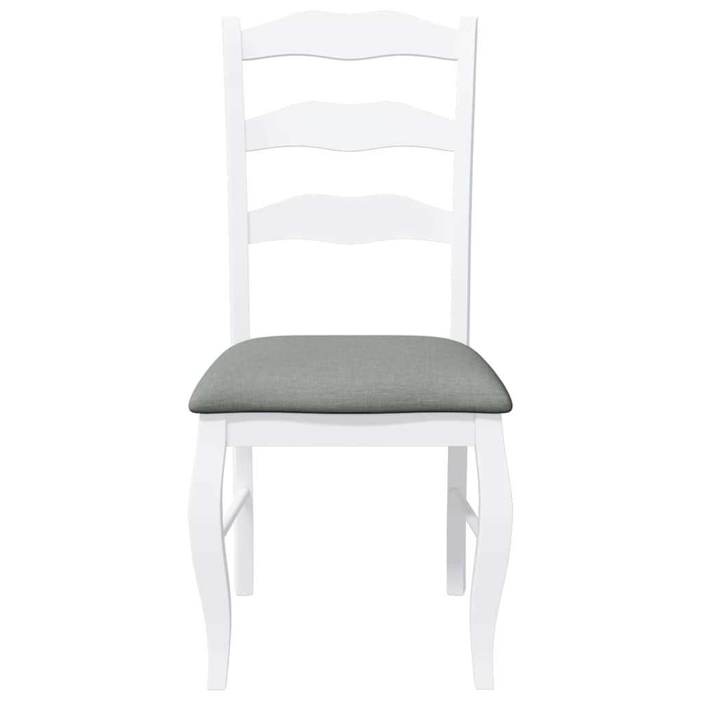 spisebordsstole med hynder 2 stk. massivt gummitræ hvid